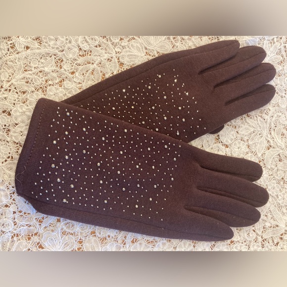 COPY - NWT EMBELLISHED Gloves Jack & Missy fleece lined texting gloves BROWN FA… - Picture 3 of 10